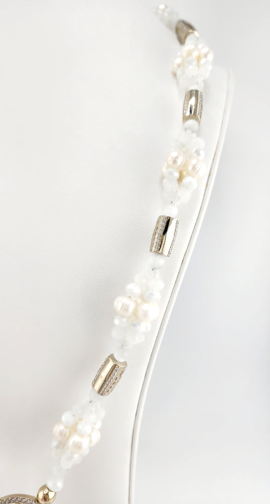 Collar de Oshanlá con Obbatalá por Orden 14k Swarovski Perlas